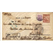 EV-25 envelope para valores de CR$1  sem inscrição do impressor  "R" de 5X6,5mm usado