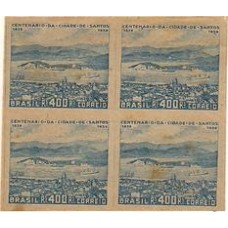0136-400Rs Centenário de Santos, prova em quadra ,papel fino