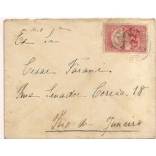 1908-Envelope circulado  no Rio de Janeiro com selo de 100Rs Exposição Nacional