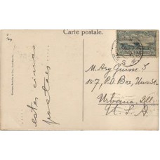 1915-Bilhete postal com selo de 100Rs Cabo Frio circulado para os EUA.Deveria ter sido taxado