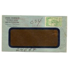 1934-Envelope  registrado com franquia mecanica e 400Rs Presidente Justo