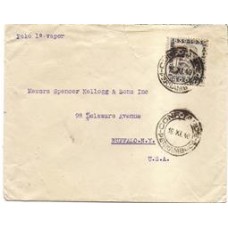 1940-Envelope circulado para os EUA porteado em 400Rs com selo Machado de Assis