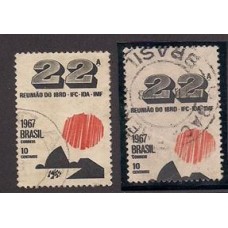 0579-10cts comemorativo da reunião do IBRD, usado com denteação deslocada