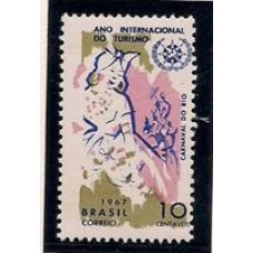 0584- Ano Internacional do Turismo com azul e ocre deslocados para a direita