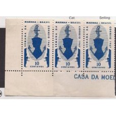 0585- Semana da Marinha, tira de 3 com emenda de bobina