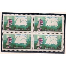 1086-Brasiliana 79 ,CR$2,50 quadra com cores deslocadas