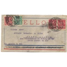 1929-Envelope do Rio para Porto Alegre com par de selos de 1000Rs Condor.
