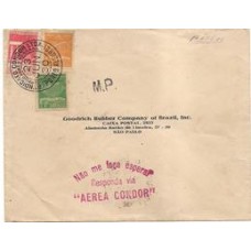 1930-Envelope circulado de Porto Alegre para S.Paulo com selos de 1300Rs e 700Rs Condor