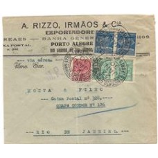 1930-Envelope circulado de Porto Alegre para o Rio com par de 2000Rs Condor