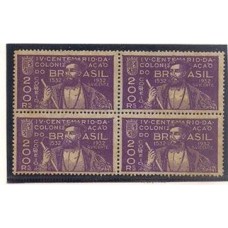 0043A-200Rs 4 Centenário de S.Vicente em quadra um selo  com falta do "1" em "1532"