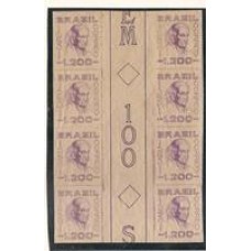 0102SD-Cent.  do Visconde de Cairú em bloco de 8 com interpaneau s/ denteação com filigrana