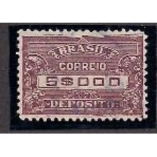 D-44-5$000,castanho violeta, filigrana F horizontal,usado,chapa quebrada na parte superior