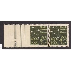 0148- 400Rs+ 200Rs Pro-Juventude em par sem denteação á esquerda e  dupla entre os selos