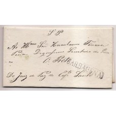 1839-Carta para Ouro Preto isenta de porte com cbo de saída "Barbacena" linear com cercadura