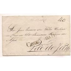 1838-Carta para o Rio de Janeiro com cbo de saída "Correio da Ba" em preto, porte de 100Rs
