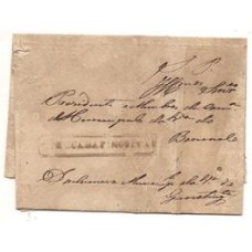 1838-Carta para Bananal com cbo de saída "Guaratinguitá" linear com cercadura tipo P.A.1527