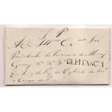 1836-Carta  para Ouro Preto com cbo de saída "V. de Pitangui" linear sem cercadura