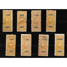 Laux-025/29-31-34-44-  8 selos da serie denteada com ponto nos algarismos, papel branco