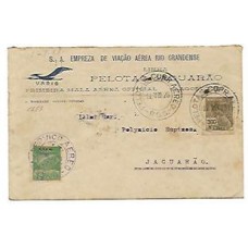 1928-Envelope do 1 vôo de Pelotas a Jaguarão com selo V-3,"Variguinho".