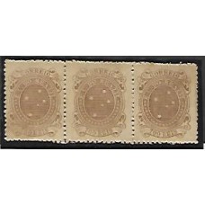 076A-700Rs Cruzeiro do Sul, denteado 11, castanho oliva, em tira de 3 nova