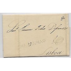 1819-Carta para Lisboa com cbo "Maranhao" sem cercadura batido a preto, porte de 80Rs