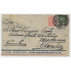 1930-Carta do Rio a Olinda via Condor porteada em 750Rs com selo K-15, conforme a 2 tabela