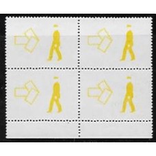 0733-Integração Nacional, Serviço Postal , em quadra com trasparencia do amarelo no verso