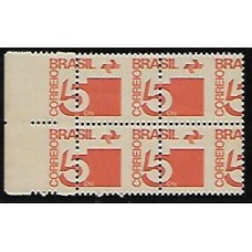 538-5 Cts Tipo Cifra ,filigrana "Q",  quadra com denteação deslocada