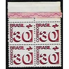 543g-30Cts tipo Cifra, sem filigrana,  quadra impressa na goma