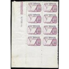 552-Cr$1,00 Tipo Gravura, bloco de 8 com denteação 10 na vertical e sem denteação horizontal