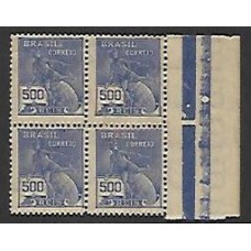 258-500Rs Mercurio, filigrana "EUBRASIL (H)", em quadra nova com goma e charneira