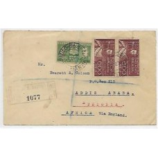 1933-Envelope registrado para a Etiopia, rarissimo destino