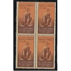 0293-Cr$2,80, Propaganda do 4 Cent.de S.Paulo, quadra com  laranja deslocado para cima