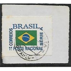 0698-Bandeira Nacional, sem o percê de destaque, usado sobre fragmento.Raro