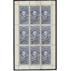 Imposto do Selo-048-300RS azul, Julio de Castilhos, prova em bloco de 9 da  Waterlow & Sons