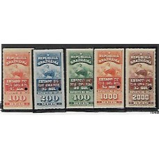 Imposto do Selo-016 e 018/21-  5 selos com sobrecarga Specimen