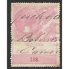 Imposto Consular-014-10$ rosa, Efigie da Republica dentro de oval, usado