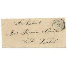 1888-Envelope de Lorena  para Taubaté, com 100Rs Bustinho, cbo "Lorena" tipo francês