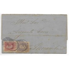 1881-Carta para Pernambuco com 80Rs e 20Rs D.Pedro, cbo de saída "Aracaju" circular