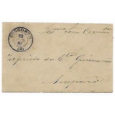 1887-Envelope p/ Amparo,com 100Rs Cifra escura, cbo de saída "Socorro"circular tipo comum