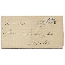 1886-Carta para Santos com 100Rs Cifra Branca , cbo de saída "Casa Branca" tipo francês