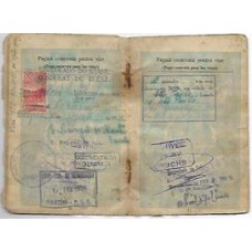 Imposto Consular-055-4$000 vermelho, em Passaporte Romeno, com selos fiscais romenos