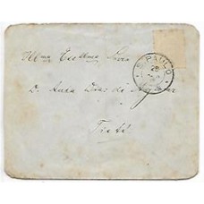 1888-Envelope de S.Paulo a Tietê com 100Rs Cifra Branca cbo de chegada "Tietê" tipo francês