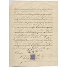 1892-Documento fiscal com imposto pago em selo  postal de 200Rs, Cruzeiro do Sul