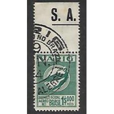 V-47-1$000 verde azul, margem superior da folha, usado.Raro