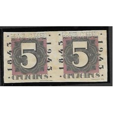 A-050SD-Cr5,00 ,Cent.do Selo Brasileiro, par horizontal sem denteação, novo sem goma