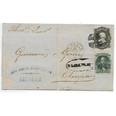 1877-Carta registrada de S.Paulo a Amparo com selos de 200Rs e 100Rs D.Pedro percê
