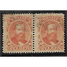 23Fn-10Rs D.Pedro barba preta, par usado em papel fino de 65 micras
