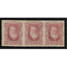 40-80Rs D.Pedro barba branca, tira de 3 nova sem goma 