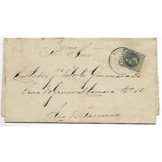 1883-Carta circulada para o Rio de Janeiro com 100Rs D.Pedro cabeça grande (RHM-54) cbo de saída 'Piuma"